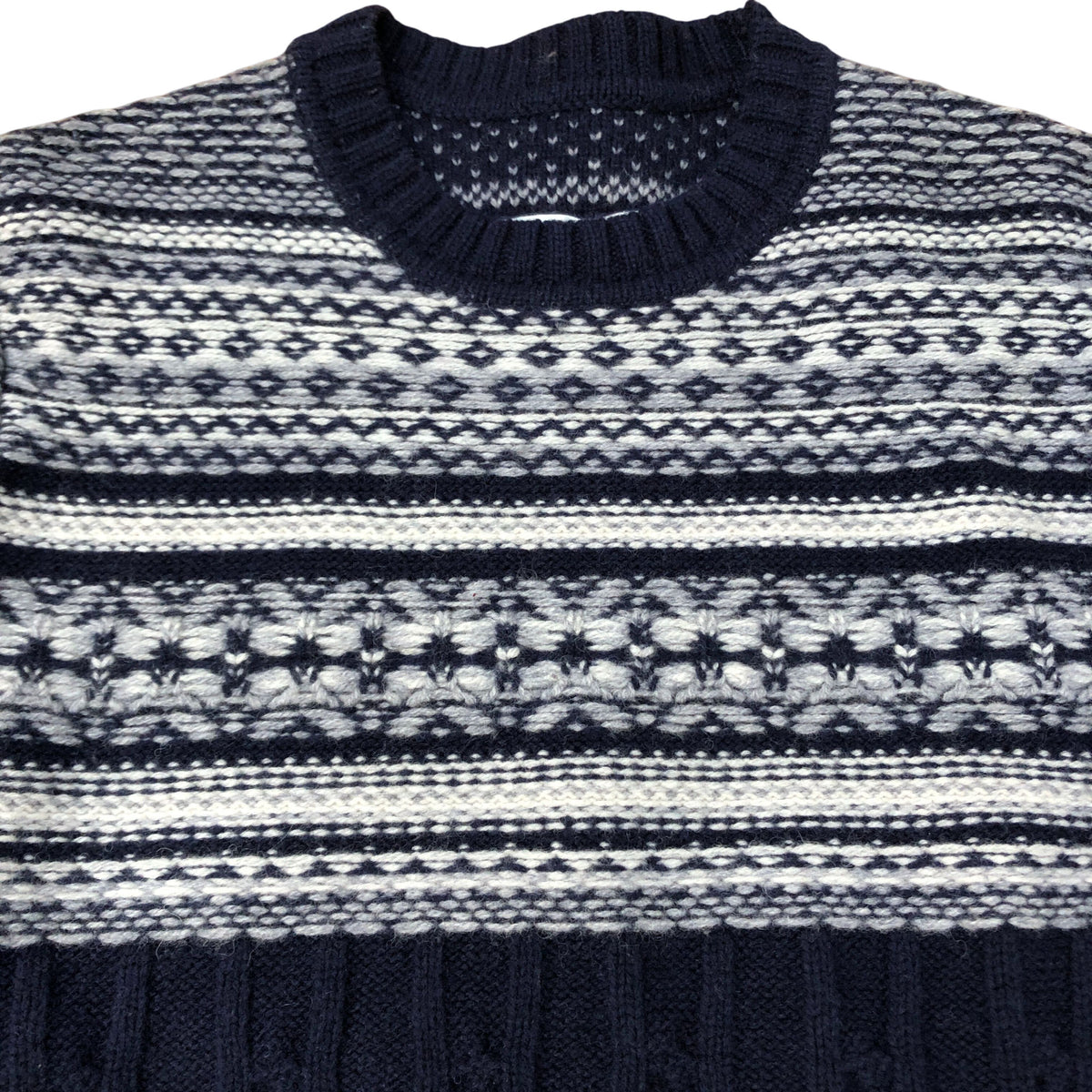 Men's Navy Blue Fair Isle Lambswool Sweater Size Small