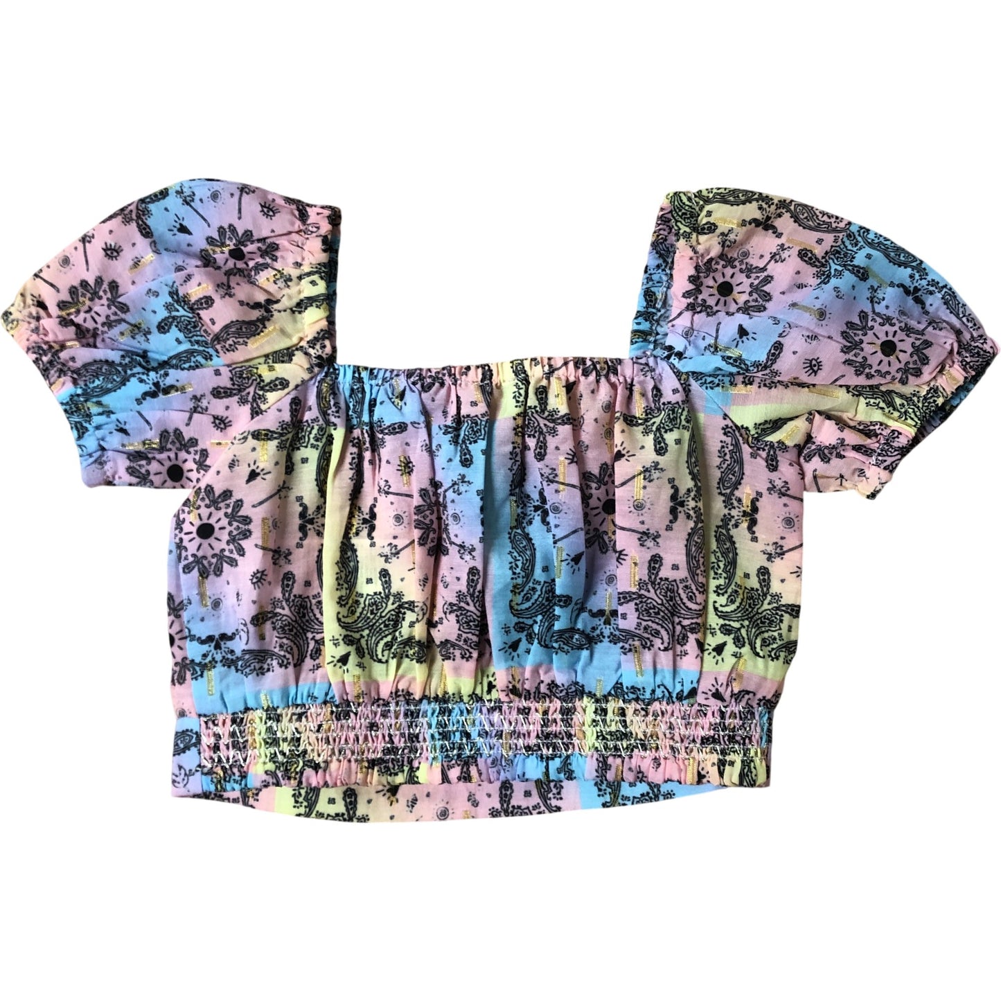River Island Girls Top 12-18 Months Pink Patterned Short Sleeve Blouse