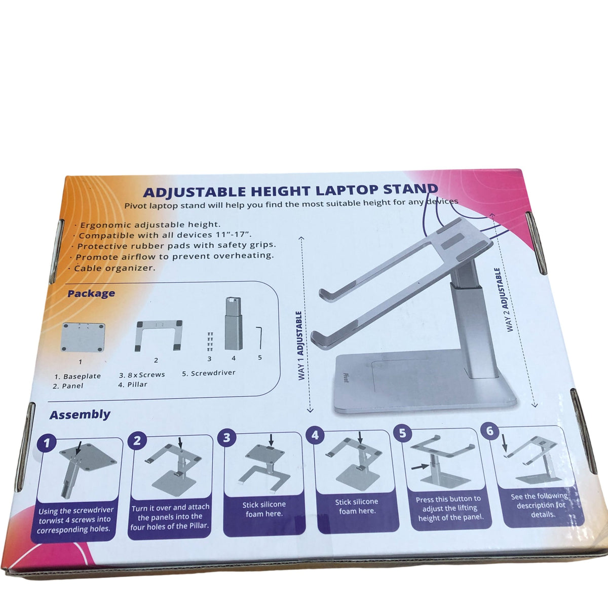 Pivot Adjustable Height Laptop Stand Ergonomic Compatibility 11 -17 Inch Rose