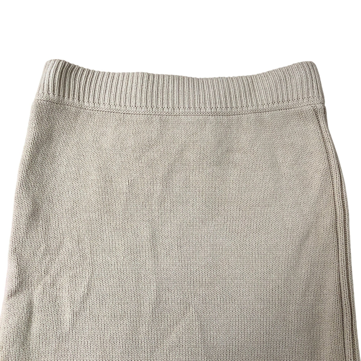 River Island Women's Knitted Midi Skirt Cream Ribbed Cotton Blend Size 6
