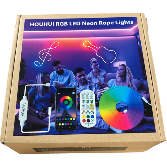 HOUHUI RGB LED Neon Rope Lights Multi Colour With Remote Control New