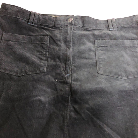 UK18 Women's Black Corduroy Skirt Knee Length Cotton Blend Casual
