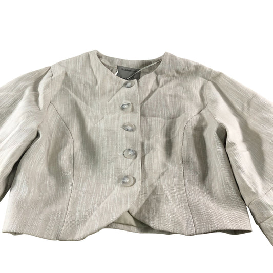River Island UK12 Women's Cropped Twill Jacket Cream Button Front Long Sleeve