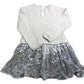 Branded Grey Bow Sweater Dress Age 10 Girls Sequin Skirt Long Sleeve