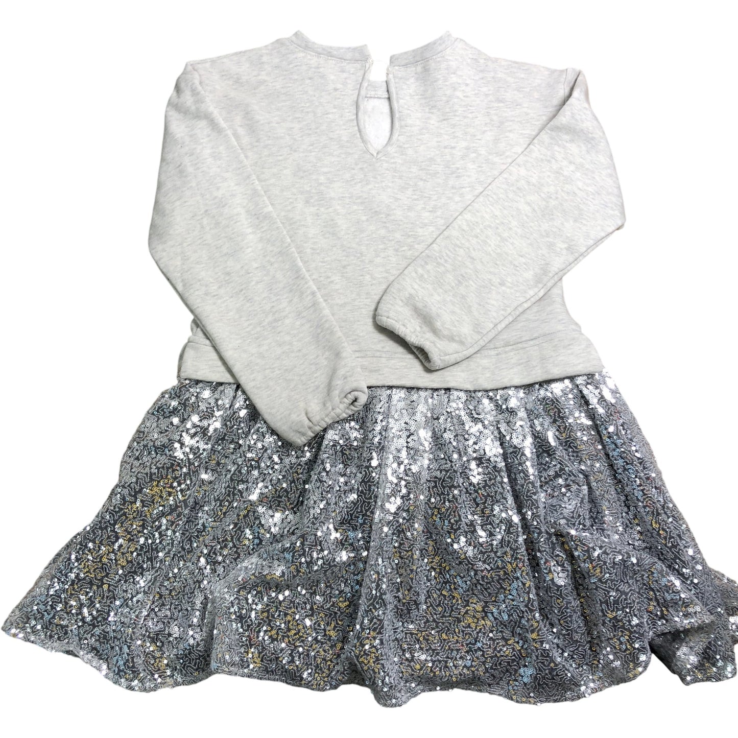 Branded Grey Bow Sweater Dress Age 10 Girls Sequin Skirt Long Sleeve
