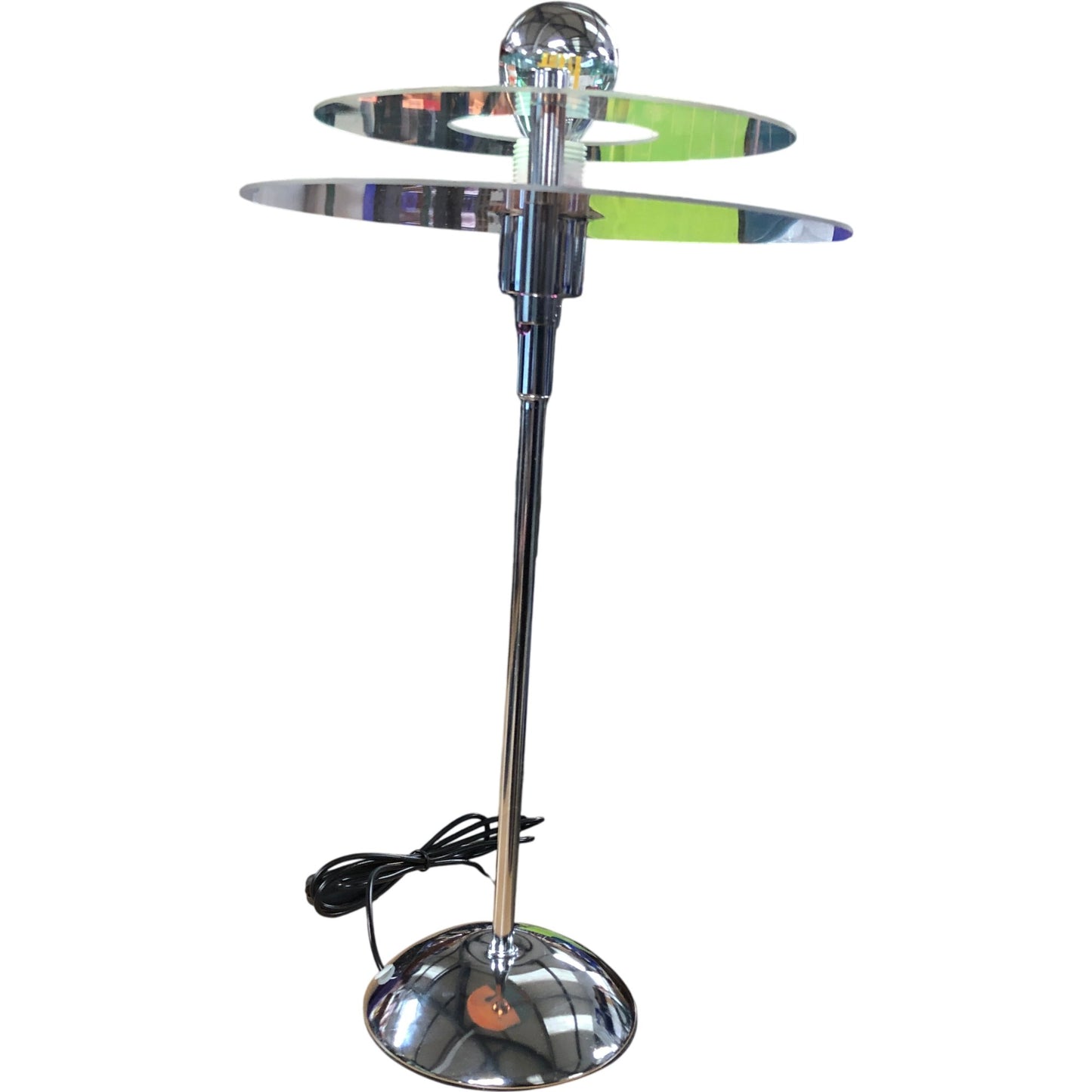 Modern Chrome Table Lamp With Glass Shade Adjustable Angle Minimalist Design