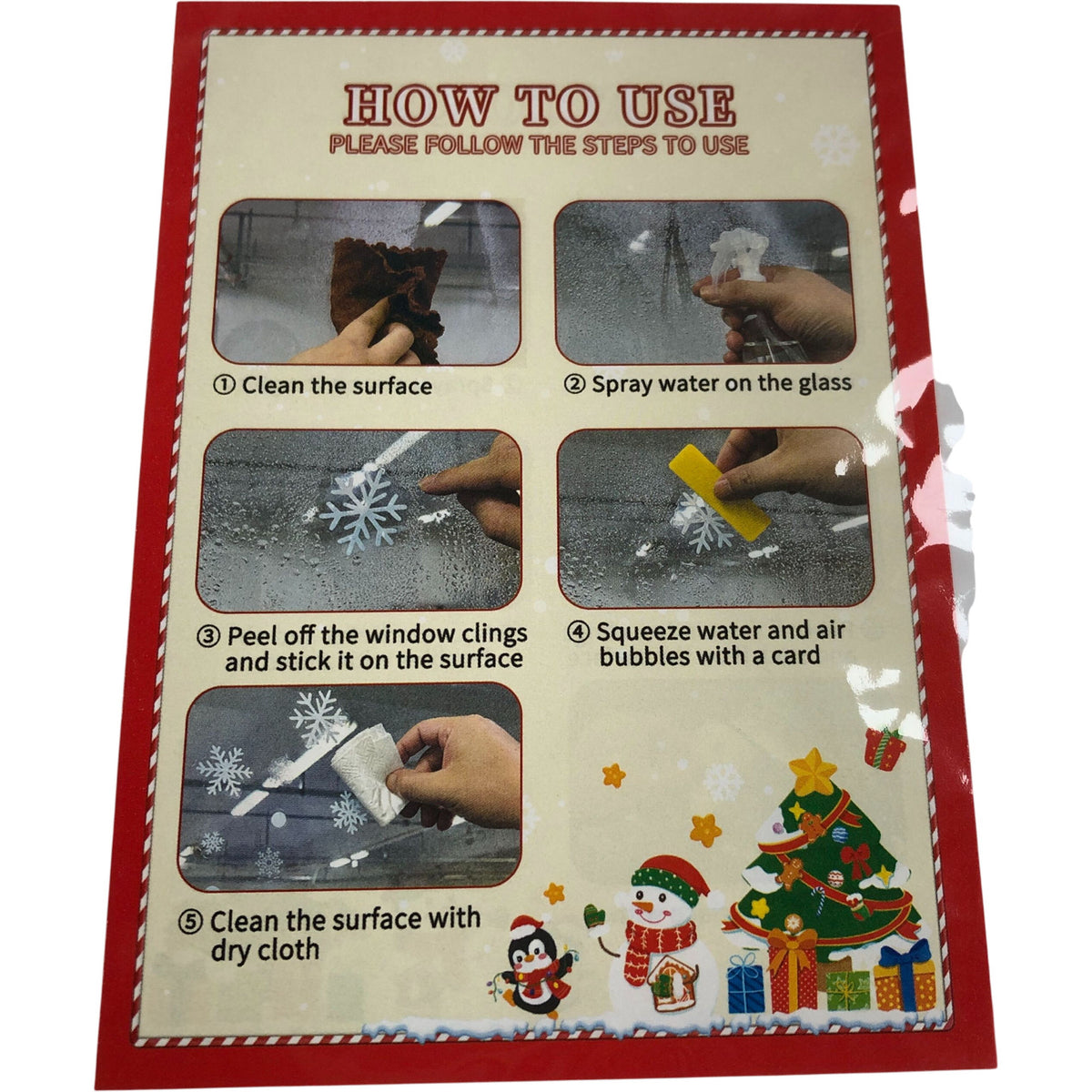 Christmas Window Clings Snowman & Snowflake Design 4 Sheets