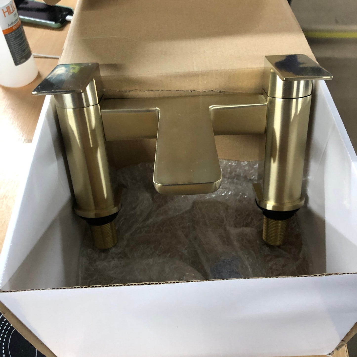 KEDWILL Tranter Bath Filler Brushed Brass Gold Modern Basin Tap Plumbing Fixture