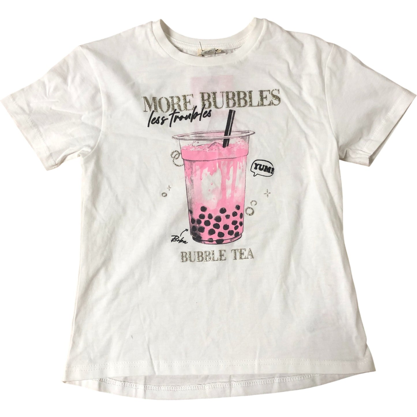 River Island Bubble Tea T-Shirt Kids 18-24 Months White Short Sleeve Graphic