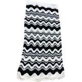 River Island Black And White Wave Crochet Midi Skirt UK Size M Women's