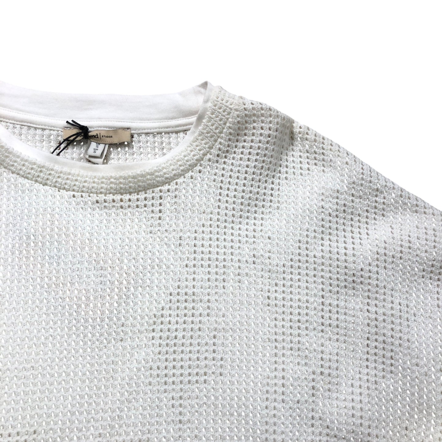 River Island Oversize Cream & White Waffle Knit Long Sleeved Top Size S