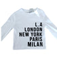 River Island White Long Sleeve T Shirt 5-6 Kids L A London New York Paris Milan