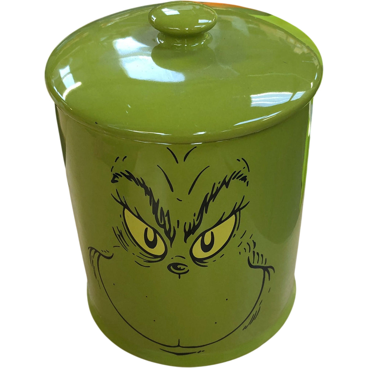 Grinch Cookie Jar Green Ceramic Canister