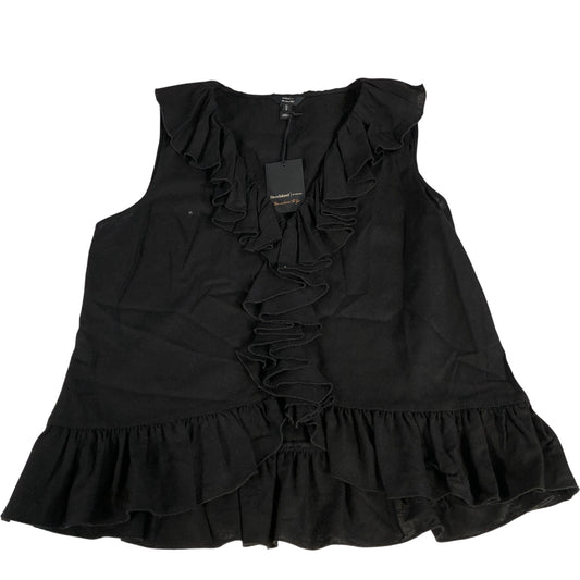 River Island Women's Black Ruffled Top UK12 Casual Sleeveless