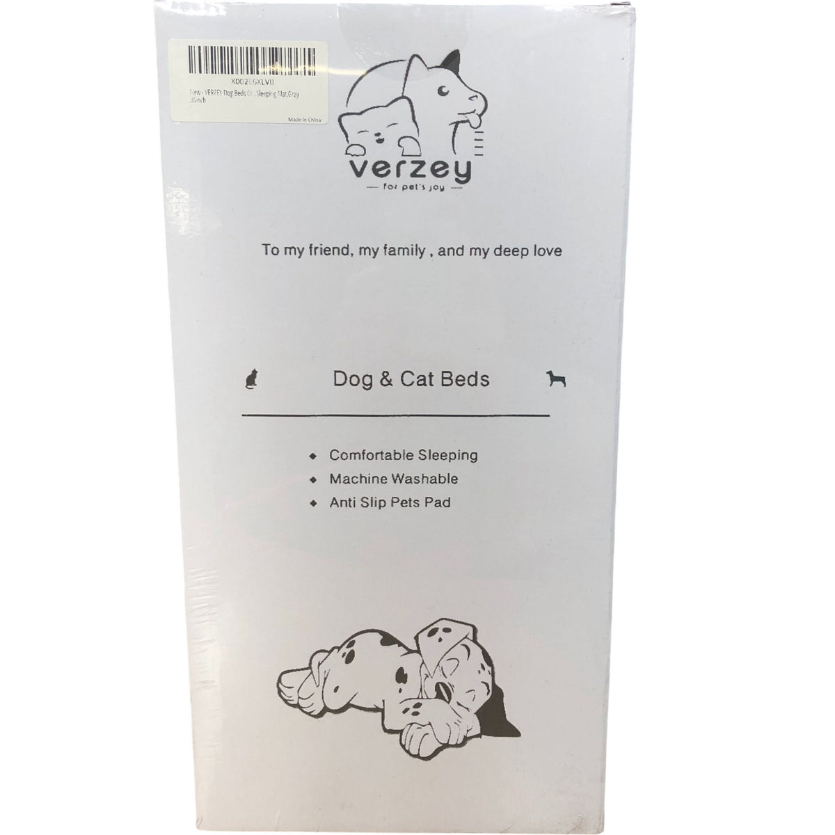 VERZEY Dog & Cat Bed Comfortable Sleeping Mat Gray 36" Machine Washable