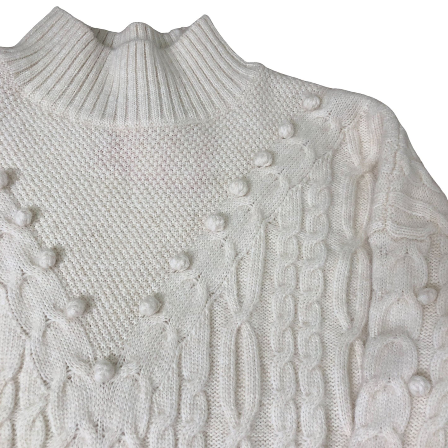 Women's Wool Blend Cream Cable Knit Sweater Dress Size XL