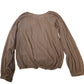 Branded UK6 Women's Blouse Long Sleeve Shiny Chiffon Top Light Brown