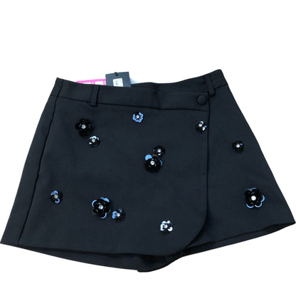 River Island Black Sequin Flower Embellished Skorts Women's