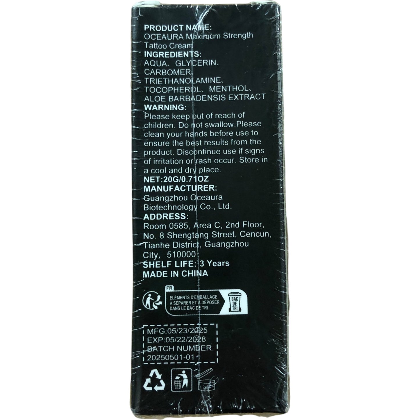 Oceacura Maximum Strength Tattoo Cream 20g Best Cream Lasting 6 to 8 Hours