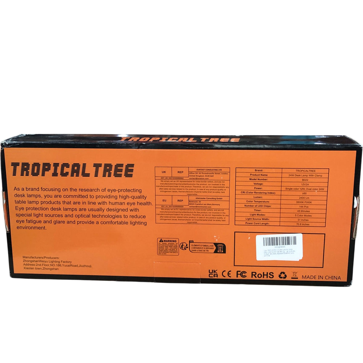 TROPICAL TREE LED Desk Lamp B022 Energy Saving Eye Protection Flexible Clamp