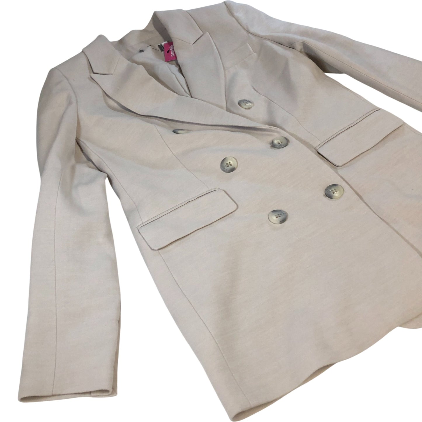 Women’s Beige Double Breasted Blazer Slim Fit Cotton Mix UK8