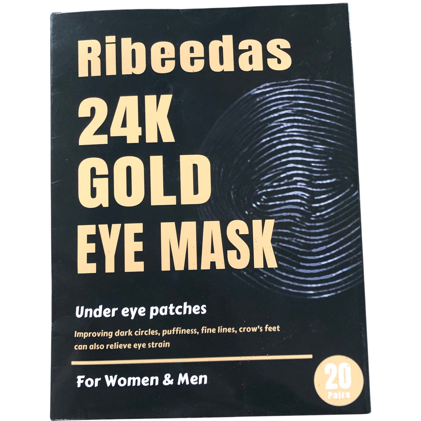 RIBEEDAS 24K Gold Eye Mask Under Eye Patches 20 Pairs For Women And Men