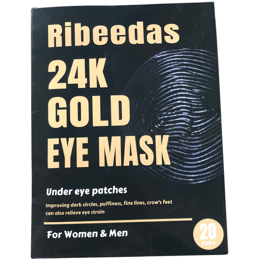 RIBEEDAS 24K Gold Eye Mask Under Eye Patches 20 Pairs For Women And Men