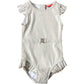River Island Girls One-Piece Swimsuit Size 12-18 Months Cream Striped Ruffles