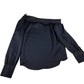 River Island Off Shoulder Blouse UK8 Women's Navy Satin Long Sleeve Top