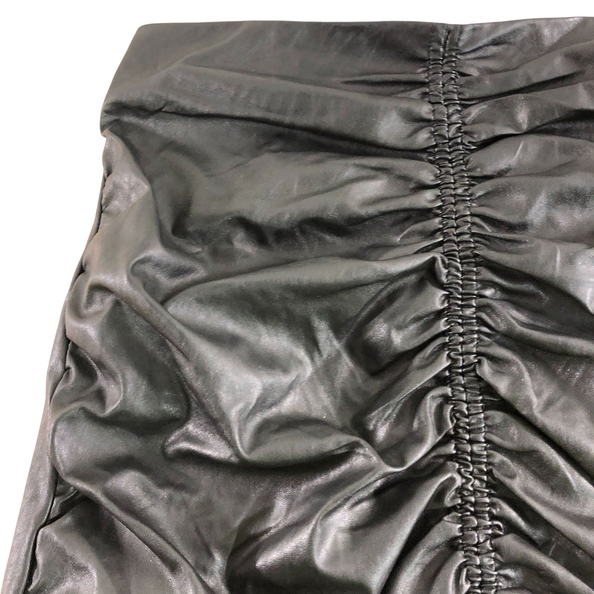 River Island Black Faux Leather Mini Skirt UK8 Women's Ruched