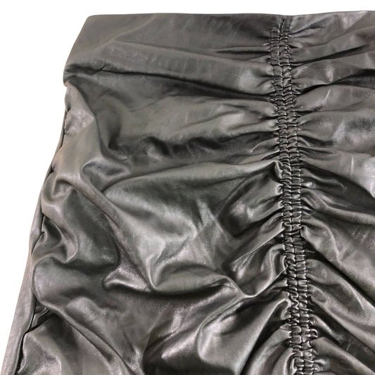 River Island Black Faux Leather Mini Skirt UK8 Women's Ruched