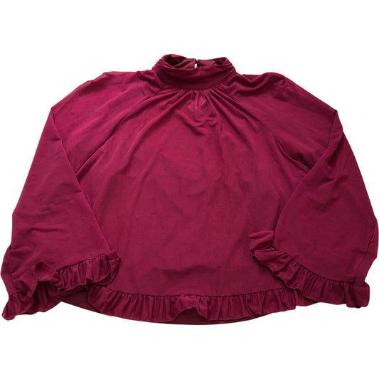 River Island Ruffled Sleeve Top Size 14 Women's Red Cotton Casual Blouse