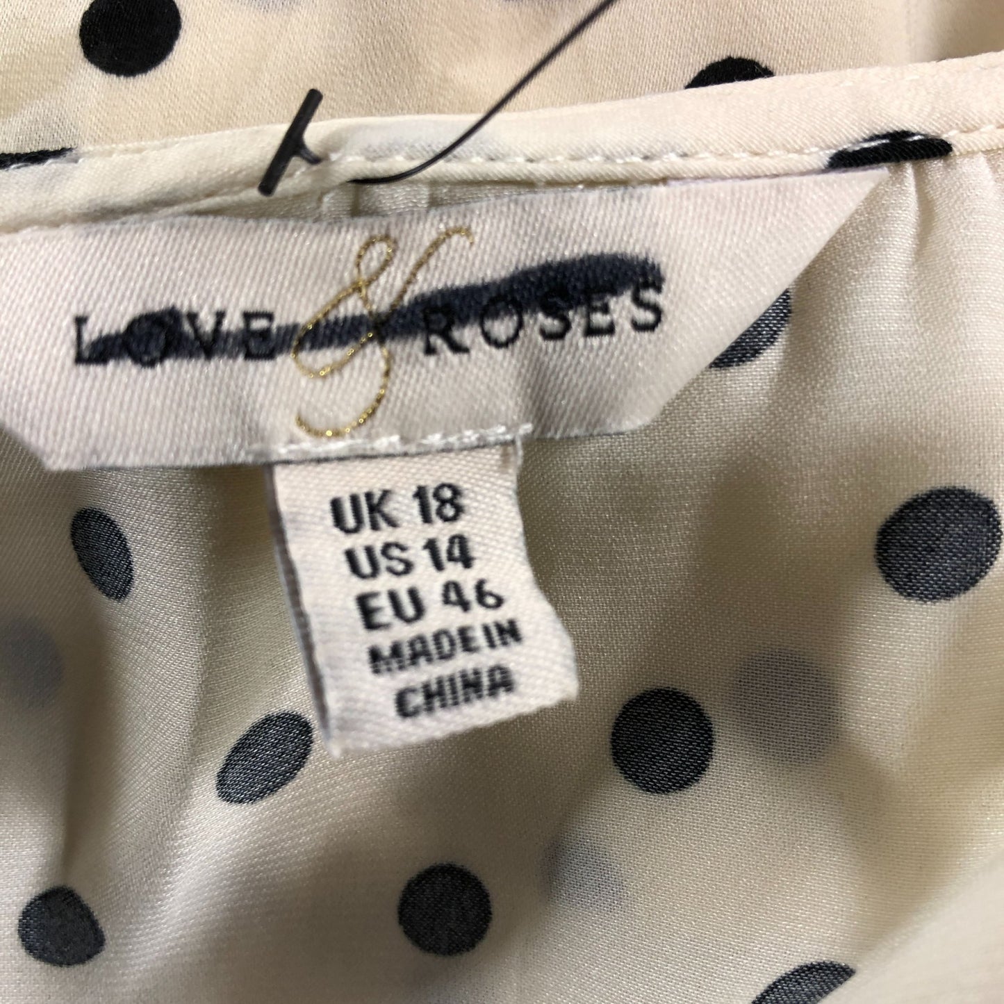 Love & Roses Polka Dot Blouse UK18 Women's Cream with Bow Detail