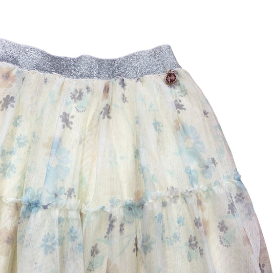 Girls Yellow Floral Layered Tulle Skirt Size 10 Years