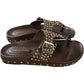 Azalea Wang Studded Slide Sandals UK Size 6 Women's Brown Buckle Design