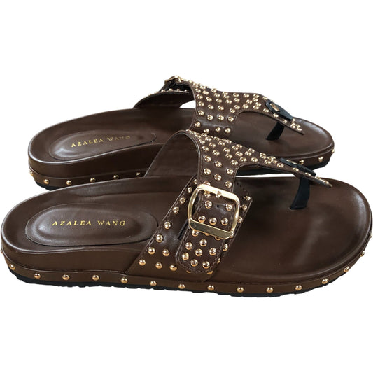 Azalea Wang Studded Slide Sandals UK Size 5 Women's Brown Buckle Design