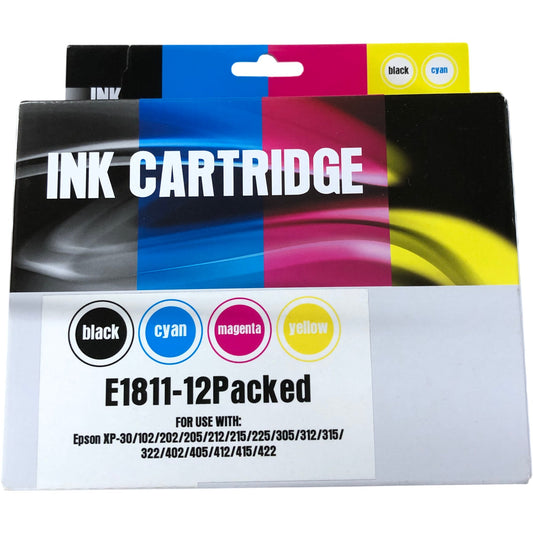 E1811 Ink Cartridge Four Pack Black Cyan Magenta Yellow Epson Compatible