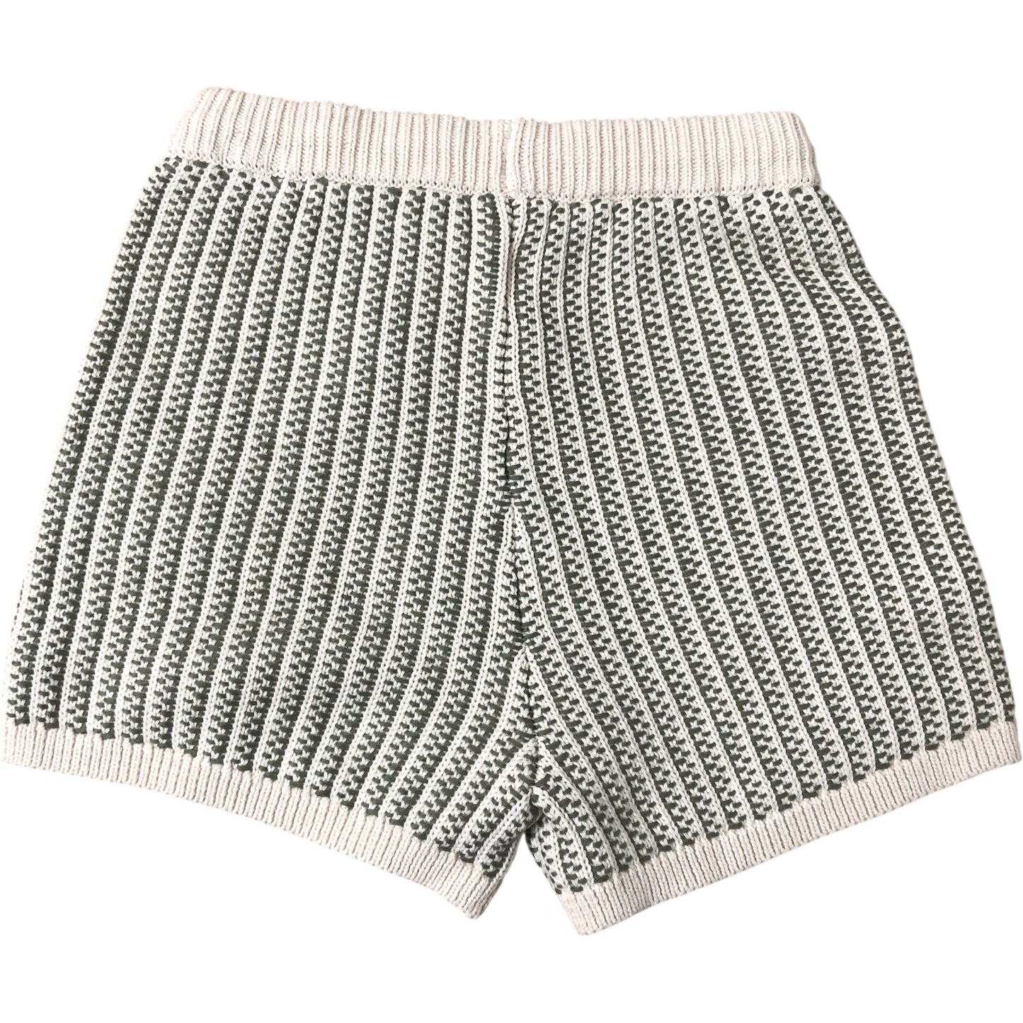 Boys Waffle Knit Shorts 7-8 Years Casual Lightweight Green Beige