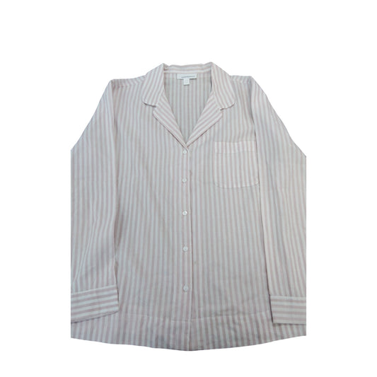 Branded Sleepwear Women's Striped Pyjama Top Size 12 Pink Cotton Classic