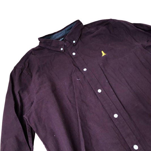 Brave Soul Casual Shirt Men's Burgundy Cotton Long Sleeve XXL