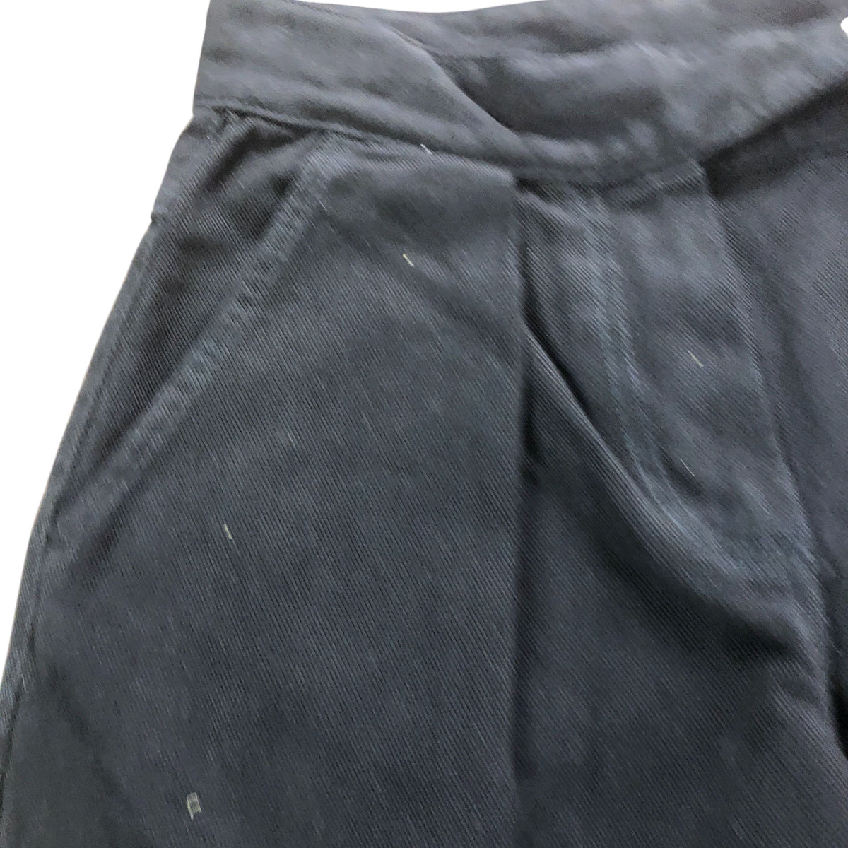 Wide Leg Trousers UK10 Women's High Waist Cotton Black