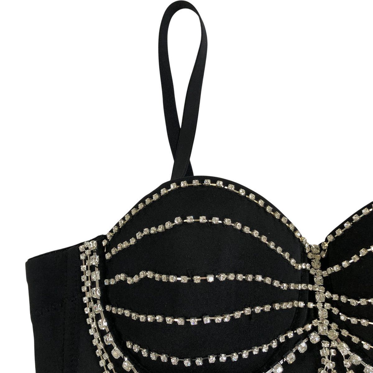 Forever Young Black Corset Bralette Top Women's Embellished Size 38C