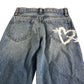River Island Straight Jeans 8Yrs Girls Mid Rise Love Print Denim