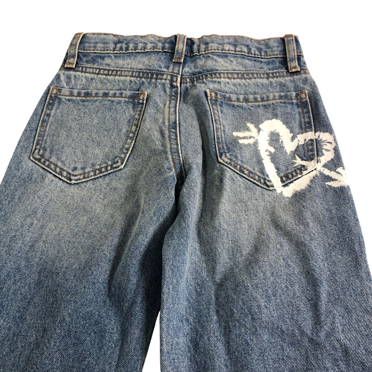 River Island Straight Jeans 8Yrs Girls Mid Rise Love Print Denim