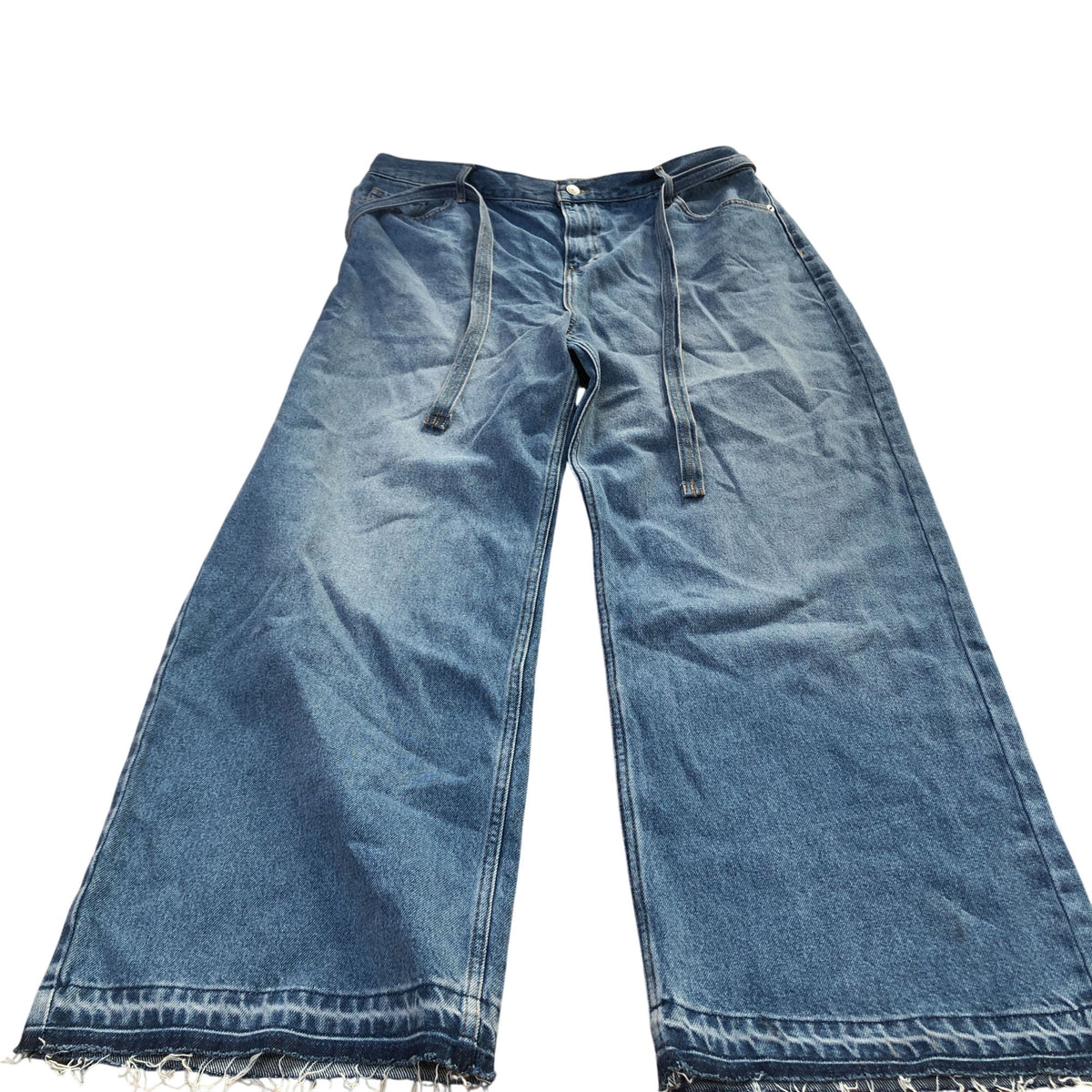 Wide Leg Jeans UK20 Women's Blue Denim High Waist Casual Trousers