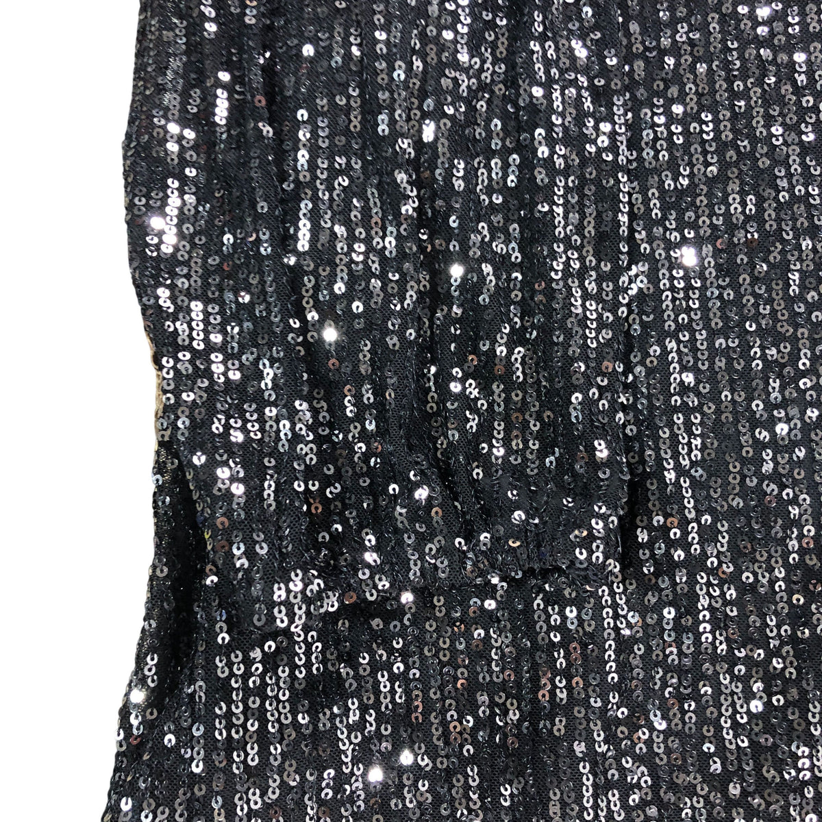 Evans Black Sequin Top UK26-28 Women's Sparkly V-Neck Long Sleeve Party