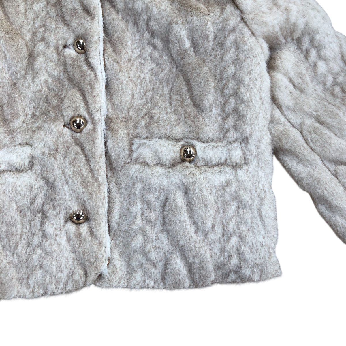 River Island Girls Cream Faux Fur Coat