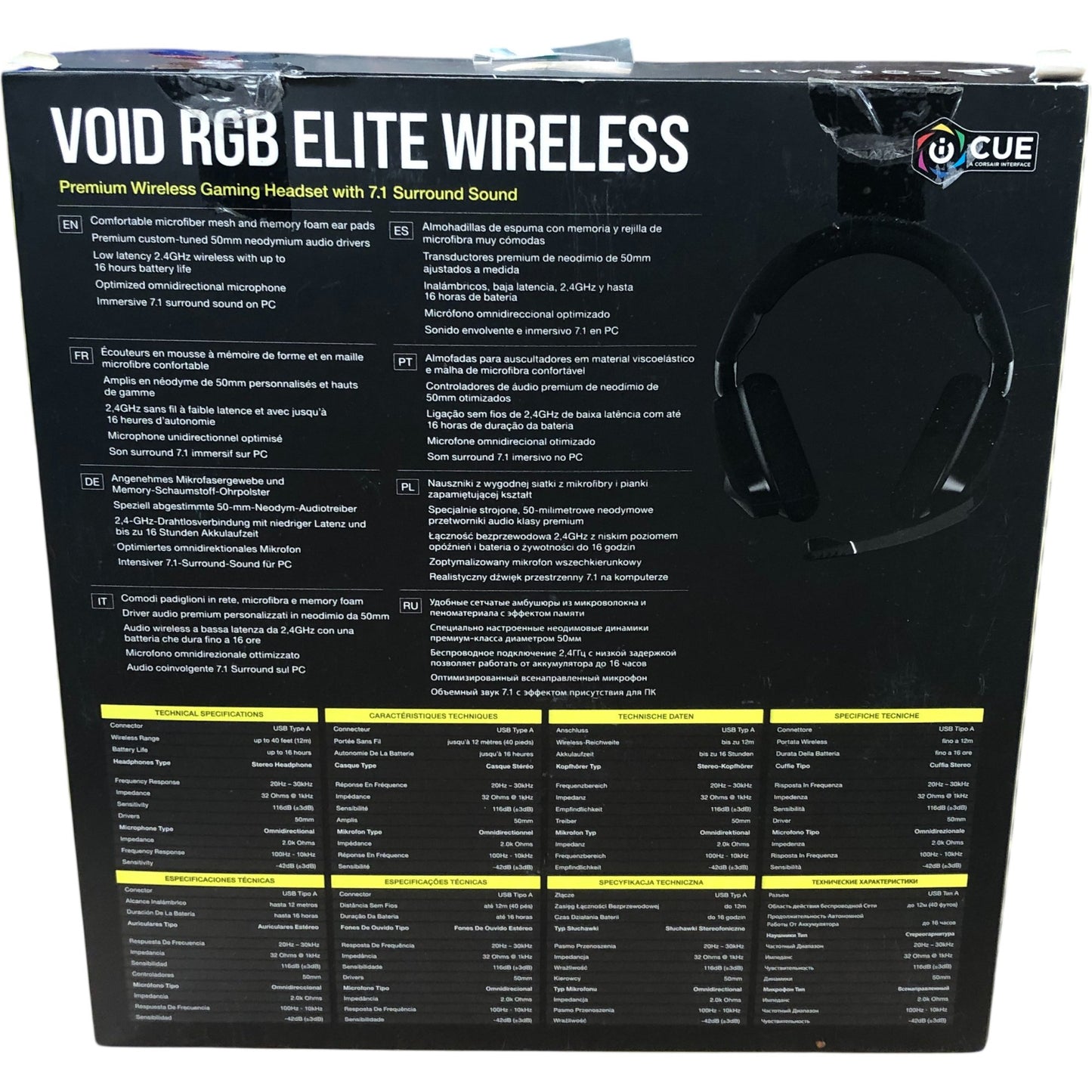 Corsair Void RGB Elite Wireless Gaming Headset PC Mac PlayStation 7.1 Surround