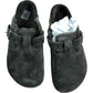 Birkenstock Boston VL Shearling UK7.5 Women's Suede Open Back Slippers Grey