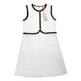 River Island Mini Girls Dress 4-5 Years White Ribbed Style With Black Trim